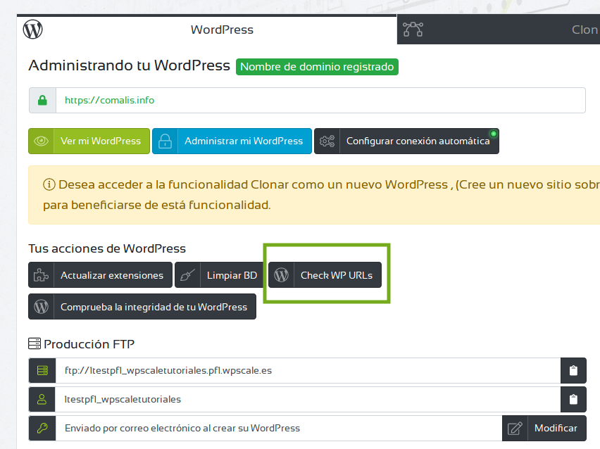 check urls wpscale.es cambio dominio propio