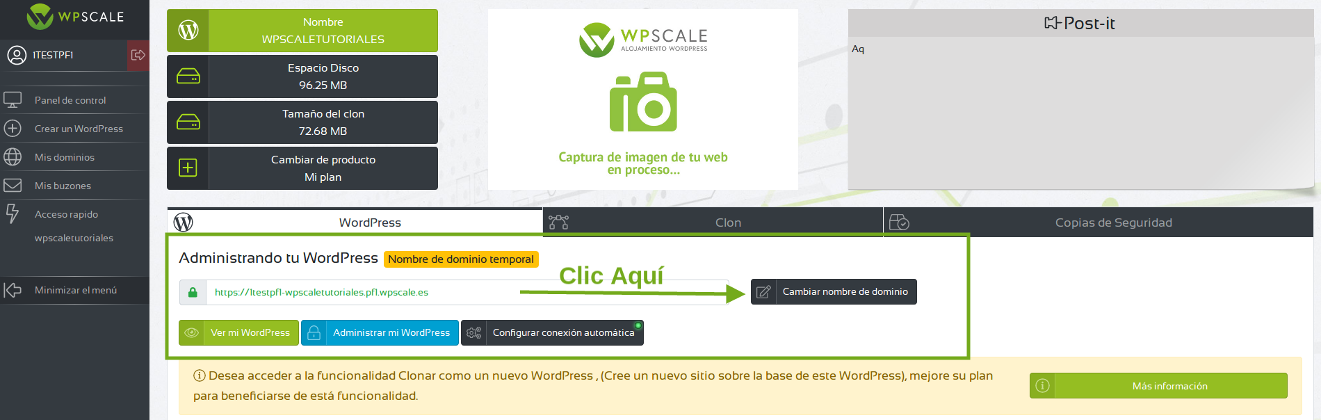 cambiar mi dominio temporal wpscale