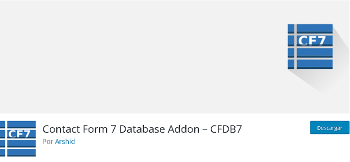 Plugins para base de datos, instalación de Contact Form 7 Database Addon desde la biblioteca de WordPress