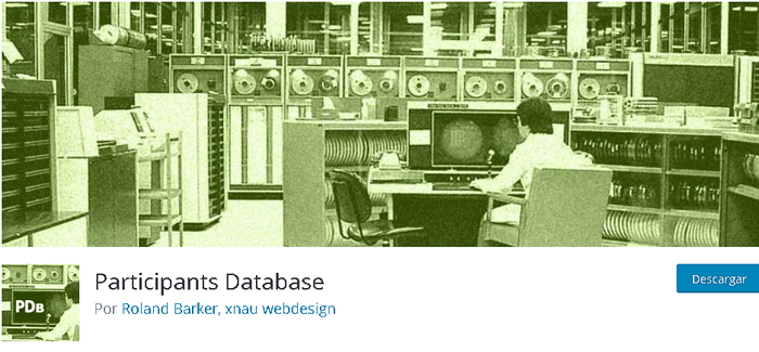Plugins para base de datos, instalación de Participants Databse desde la biblioteca de WordPress